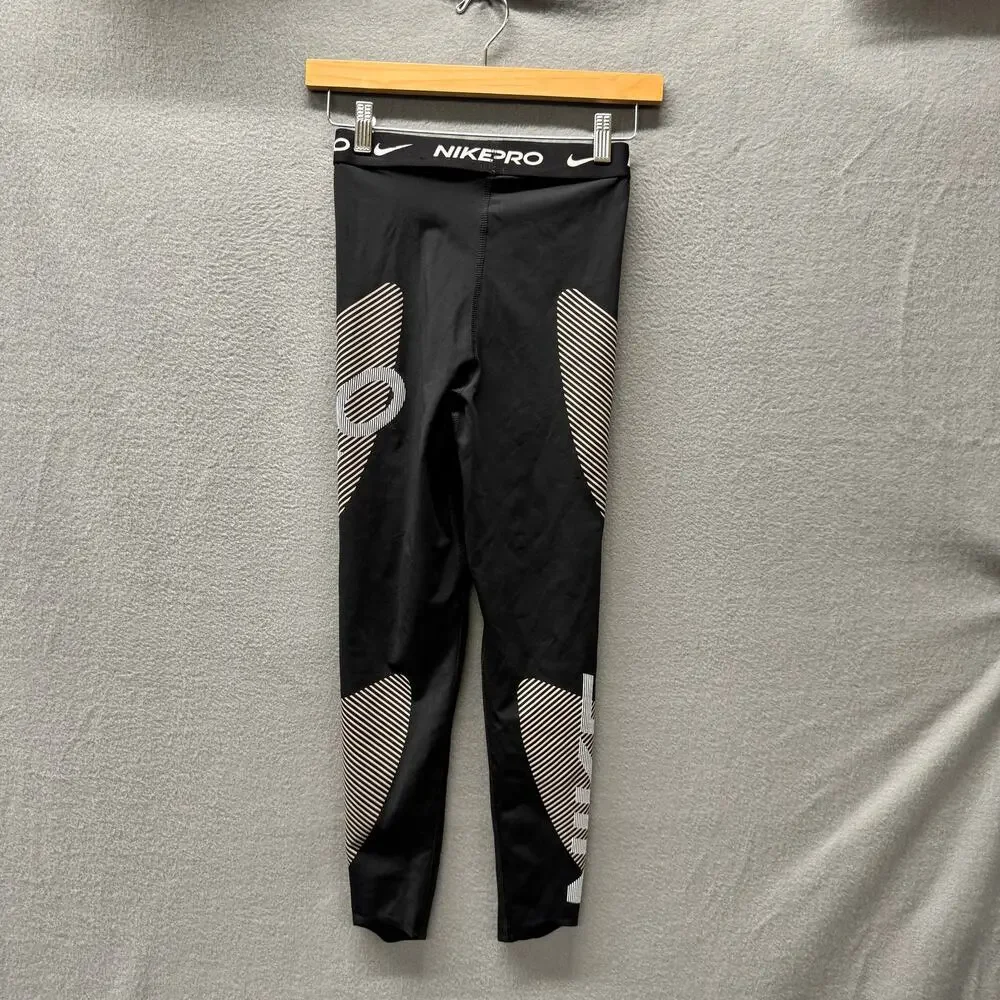 Nike Pro Leggings‎ Womens XS Black Gray Running Tight Dri Fit Activewear
